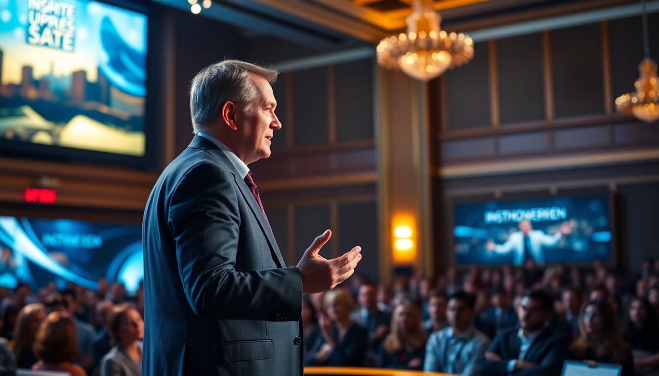 Keynote Speaker engaging an audience with enthusiasm and professionalism